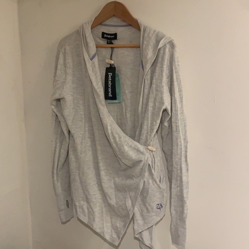 Betabrand NWT Light Heather Wrap Sweater